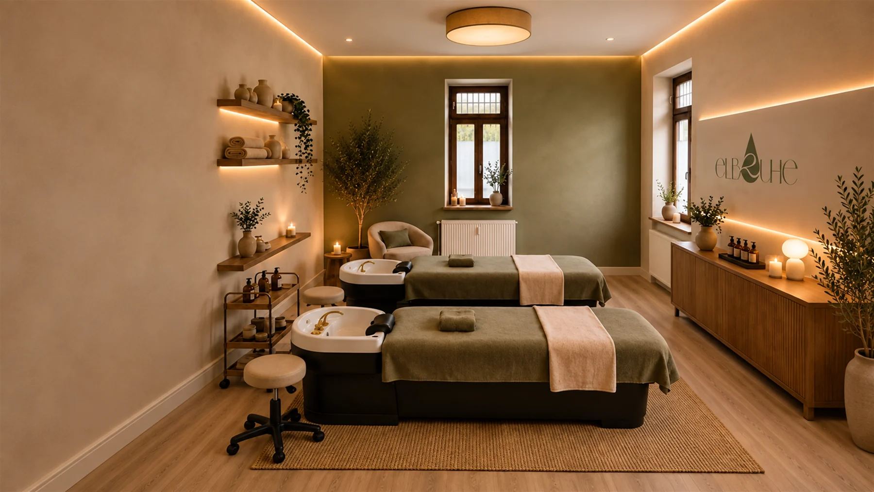 Behandlungsraum mit zwei HeadSpa-Liegen